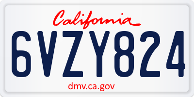 CA license plate 6VZY824