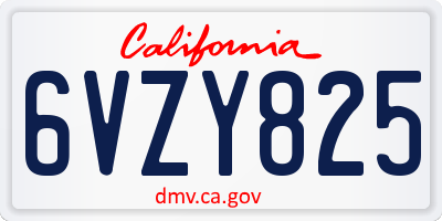 CA license plate 6VZY825