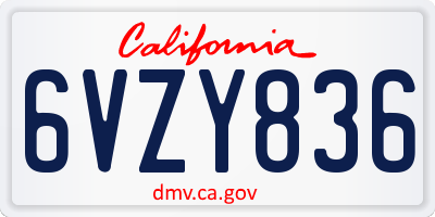 CA license plate 6VZY836