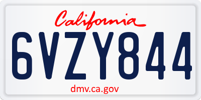 CA license plate 6VZY844