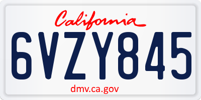 CA license plate 6VZY845