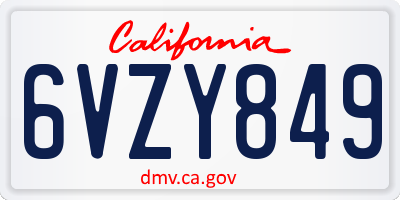 CA license plate 6VZY849