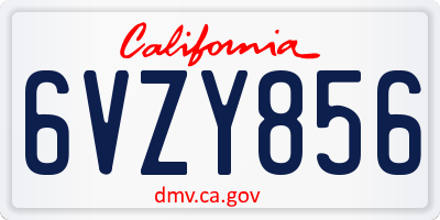 CA license plate 6VZY856