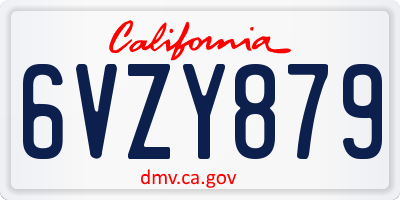 CA license plate 6VZY879