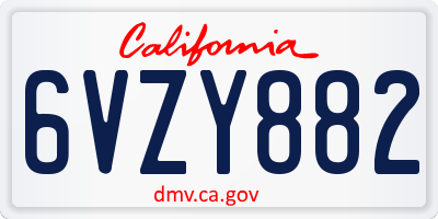 CA license plate 6VZY882