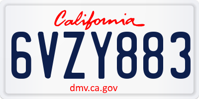 CA license plate 6VZY883
