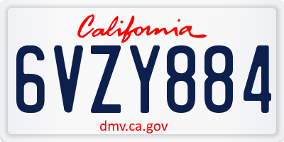 CA license plate 6VZY884