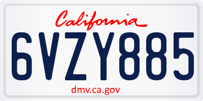 CA license plate 6VZY885