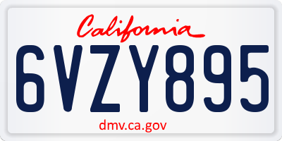 CA license plate 6VZY895