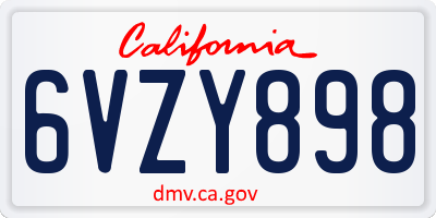 CA license plate 6VZY898
