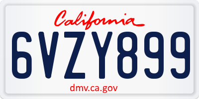 CA license plate 6VZY899
