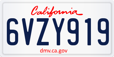 CA license plate 6VZY919