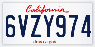 CA license plate 6VZY974