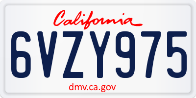 CA license plate 6VZY975