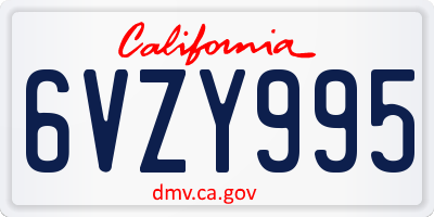 CA license plate 6VZY995