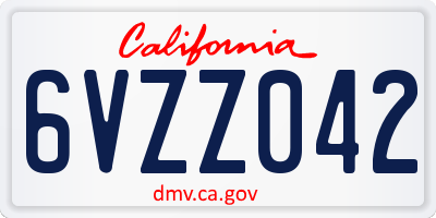 CA license plate 6VZZ042