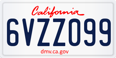 CA license plate 6VZZ099