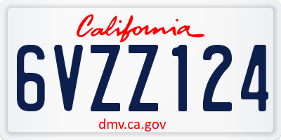 CA license plate 6VZZ124