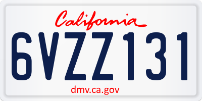 CA license plate 6VZZ131