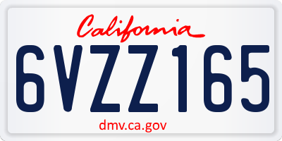 CA license plate 6VZZ165