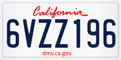 CA license plate 6VZZ196