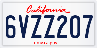 CA license plate 6VZZ207