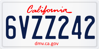 CA license plate 6VZZ242
