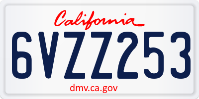 CA license plate 6VZZ253