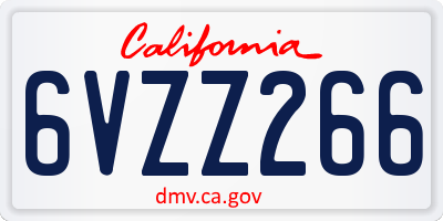 CA license plate 6VZZ266