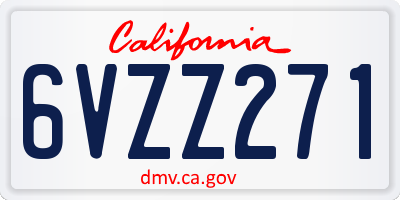 CA license plate 6VZZ271