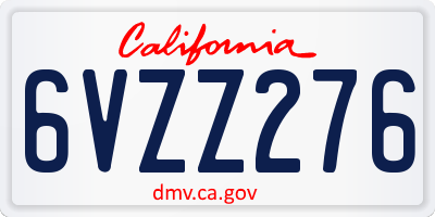 CA license plate 6VZZ276