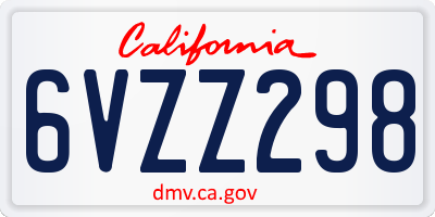 CA license plate 6VZZ298