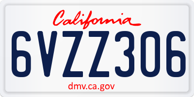 CA license plate 6VZZ306