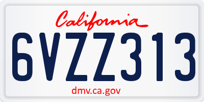 CA license plate 6VZZ313