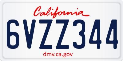 CA license plate 6VZZ344