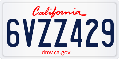 CA license plate 6VZZ429