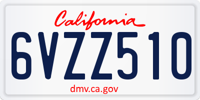 CA license plate 6VZZ510