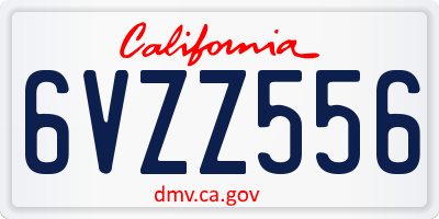 CA license plate 6VZZ556