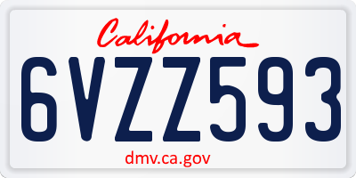 CA license plate 6VZZ593