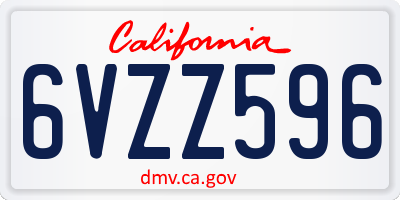 CA license plate 6VZZ596