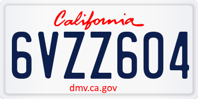 CA license plate 6VZZ604