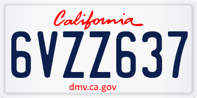CA license plate 6VZZ637