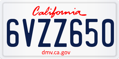 CA license plate 6VZZ650