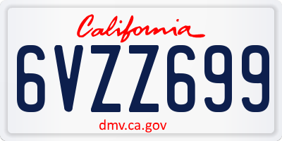 CA license plate 6VZZ699