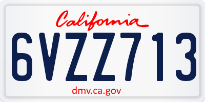 CA license plate 6VZZ713