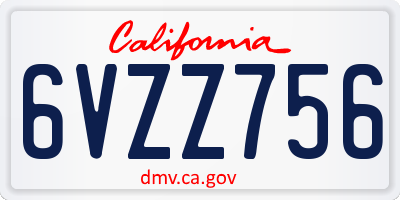 CA license plate 6VZZ756