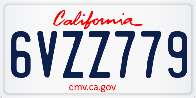 CA license plate 6VZZ779