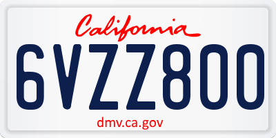 CA license plate 6VZZ800