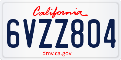 CA license plate 6VZZ804
