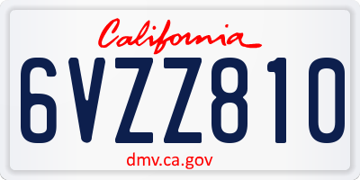CA license plate 6VZZ810